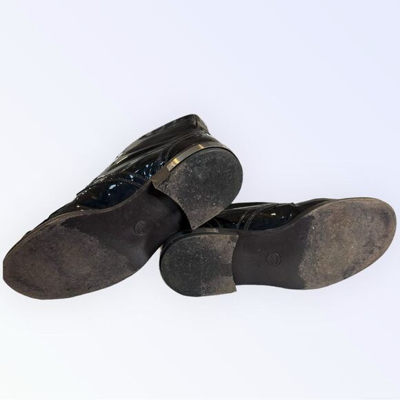 Chanel Patent Leather Metal Toe CC Boots 37 - Picture 8 of 9